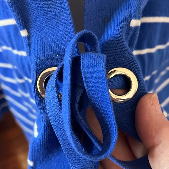 Gorgeous Jones New York Blue / White Striped  Open Cardigan with Tie Sz XL - Picture 4 of 11